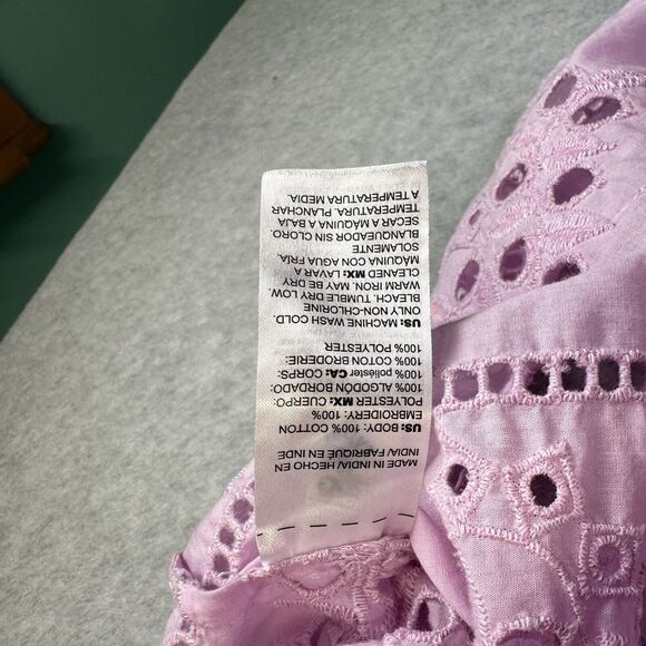 Chico’s Cotton Eyelet Blouse Women’s Size 3 |XL Pullover V-Neck Embroidered Boho - Picture 9 of 10